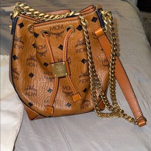 MCM Cognac Brown Leather Bucket Bag and Dust bag
